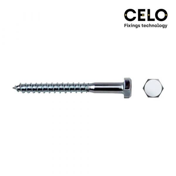 Celo Caixa 30UN Parafuso Tira Fundo Hexagonal Din/ref 571 8X80 Zincado - ELK17052
