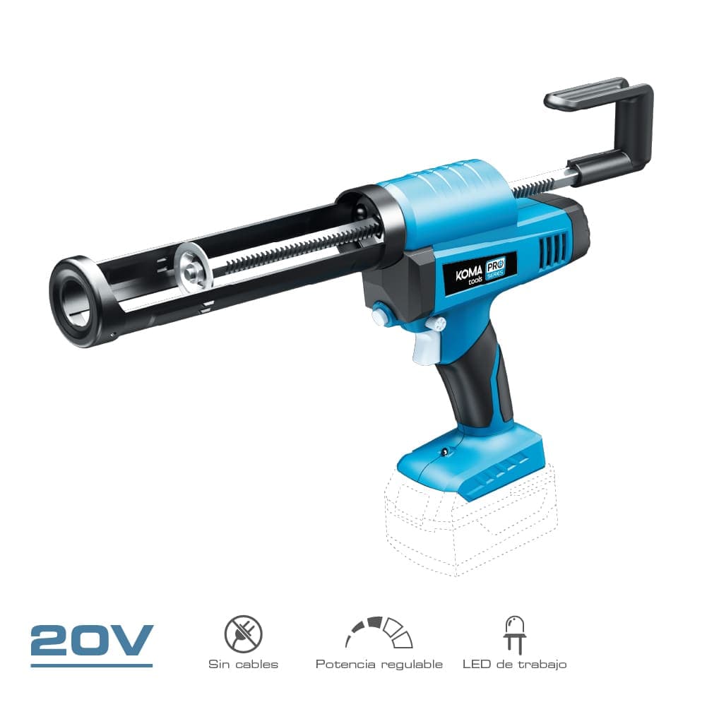 Koma Tools Pistola de Silicone Elétrica Pro Série 20V Azul Preto