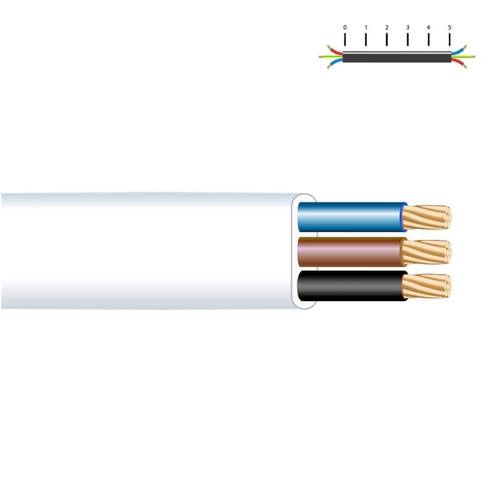 ROLO DE CABO PLANO 3X1,5MM BRANCO 5M (ÁUDIO)