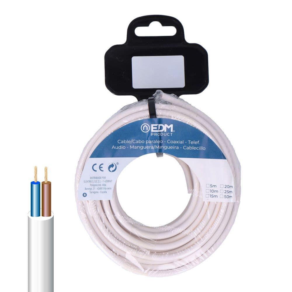 EDM Rolo de Cabo Redondo 2X2,5MM Branco 25MTS - ELK28125