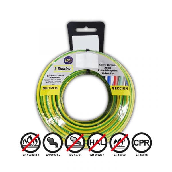 EDM Fio Elétrico Flexível 4Mm. Bicolor 25Mts Libre de Haló