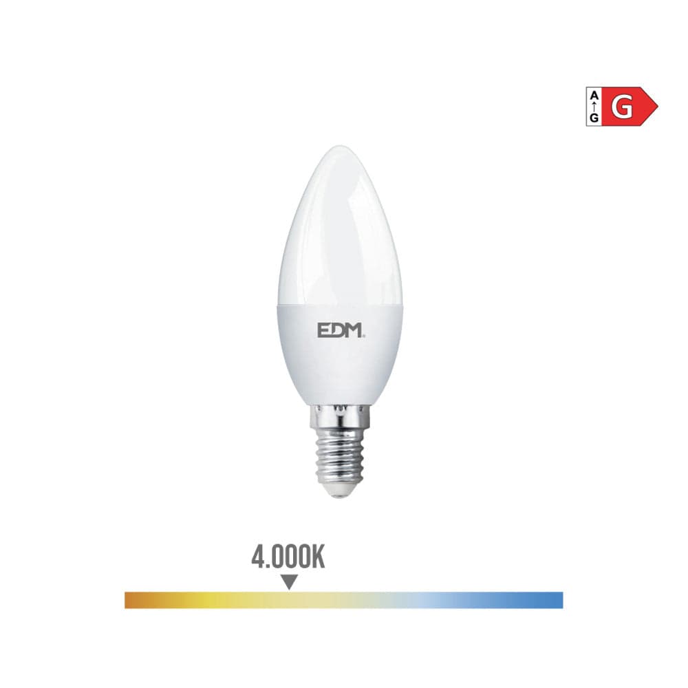LÂMPADA VELA LED E14 5W 400LM 4000K LUZ DIA Ø3,5X10CM EDM