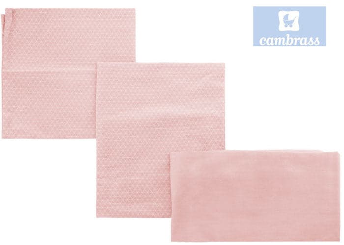 CAMBRASS - LENÇÓIS BERÇO 3 PCS 120x180 CM LUA ROSA