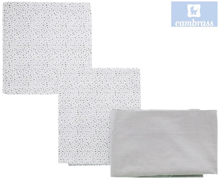 CAMBRASS - LENÇÓIS BERÇO 3 PCS 120x180 CM LEÃO CINZA