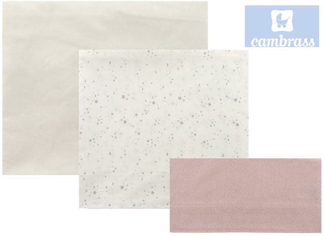 CAMBRASS - LENÇÓIS BERÇO 3 PCS 100x165 CM CÉU ROSA