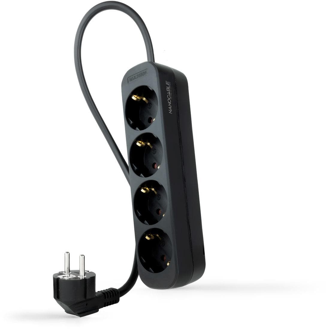 Nanocable Extensão com 4 Tomadas Tipo F 1.4m Preto