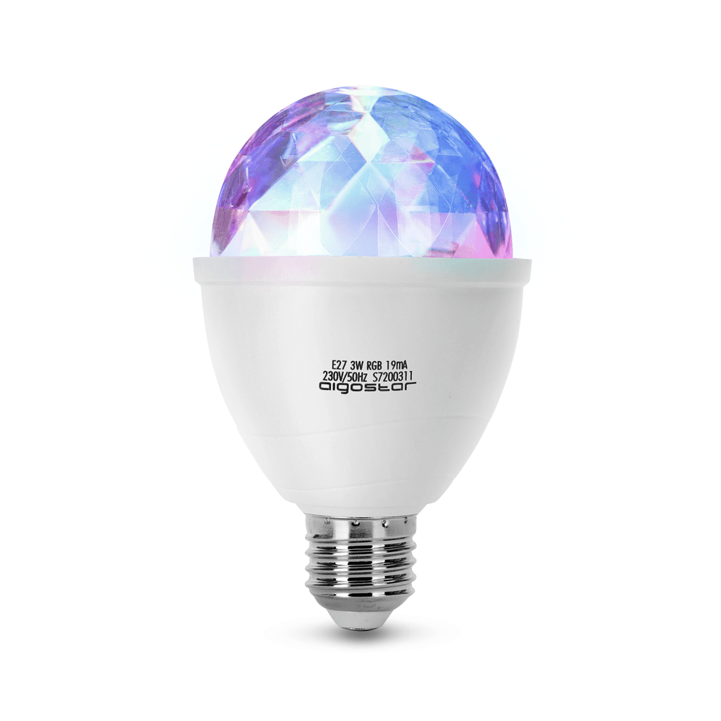 Lâmpada LED Rgb E27 3W Pc 360º Rotação Automática - MI283302