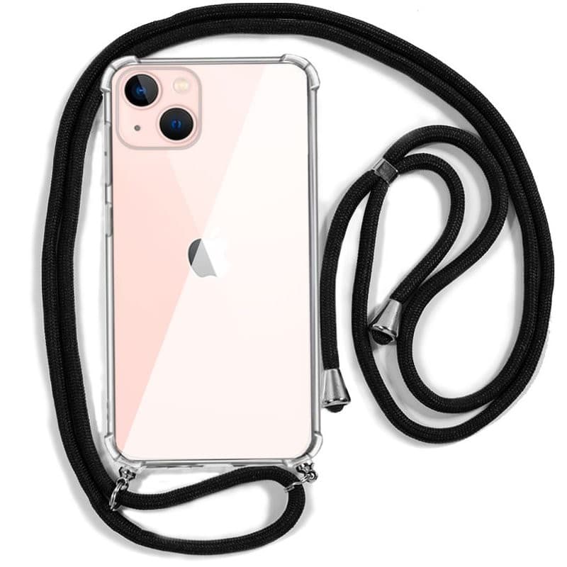 Capa silicone Transparente iPhone 13 Cordão Preto