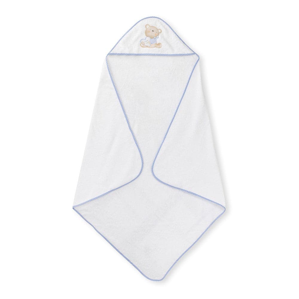 Toalha de banho 100X100 Algodão Terry+Escova&Comb Love You Branco/Azul Interbaby