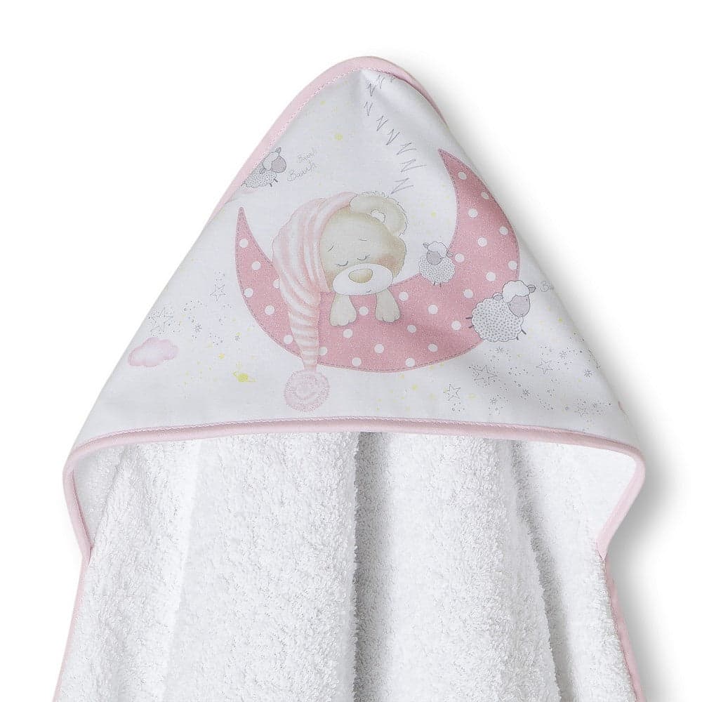Toalha de banho 100X100 Algodão Bear Sleeping Rosa Interbaby