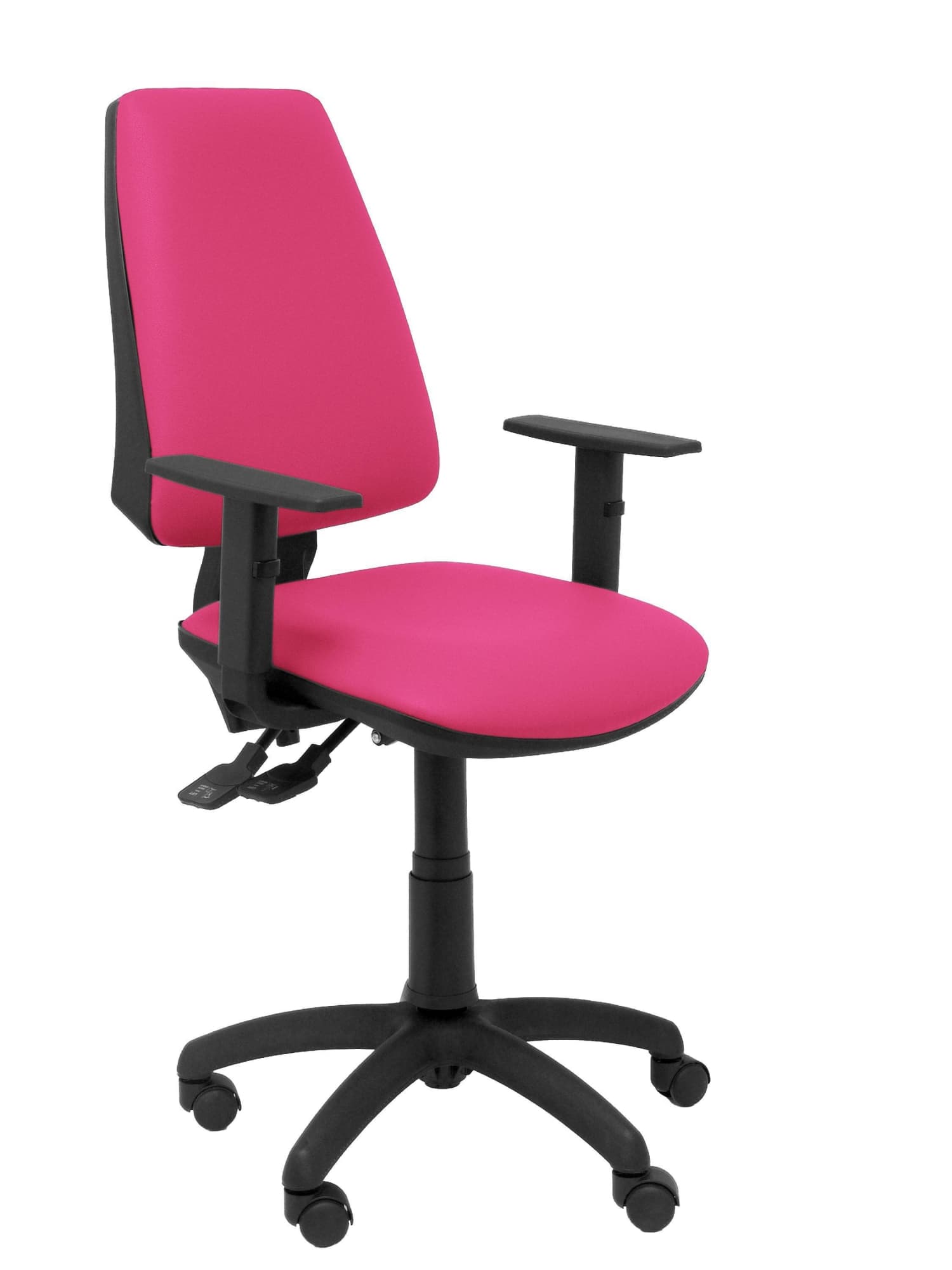 PYC Ergonomia do Escritório c/ Mecanismo Sincronizado e Cadeira de Regulável - Assento e Traseira Estofadas em Rosa e Sintético (incluindo Braços