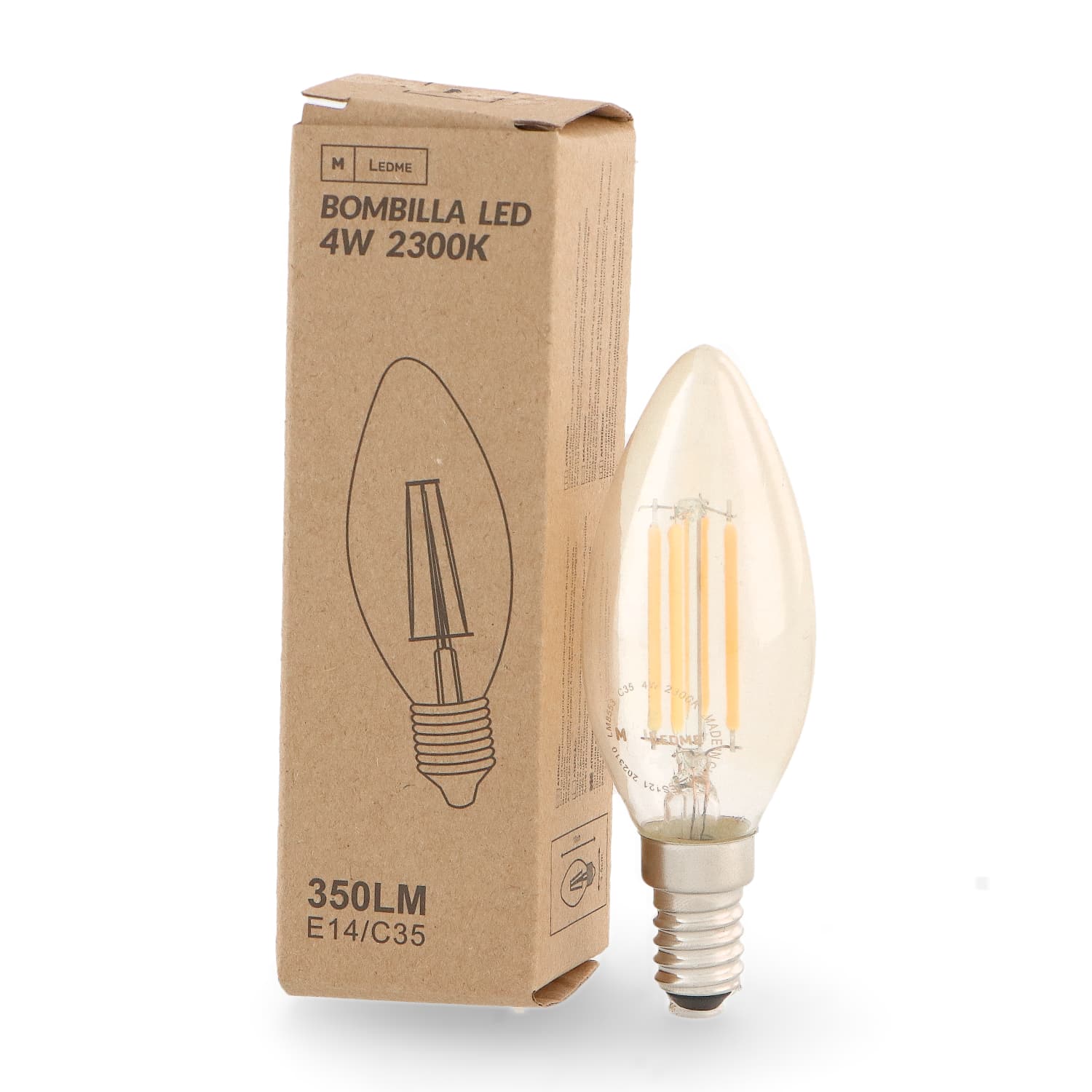 Lâmpada LED Filamento E14 C35 4W Âmbar 2300K