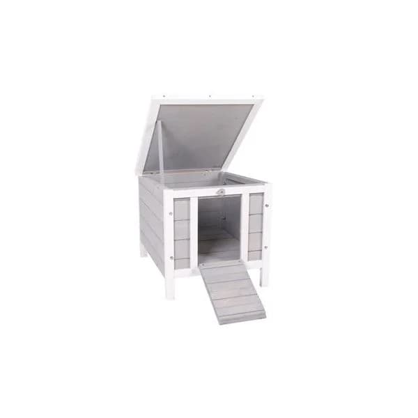 Pawhut Coelheira de Madeira Exterior Coelheira Roedores Pequenos com Teto Asfáltico 42x51x43cm Cinza