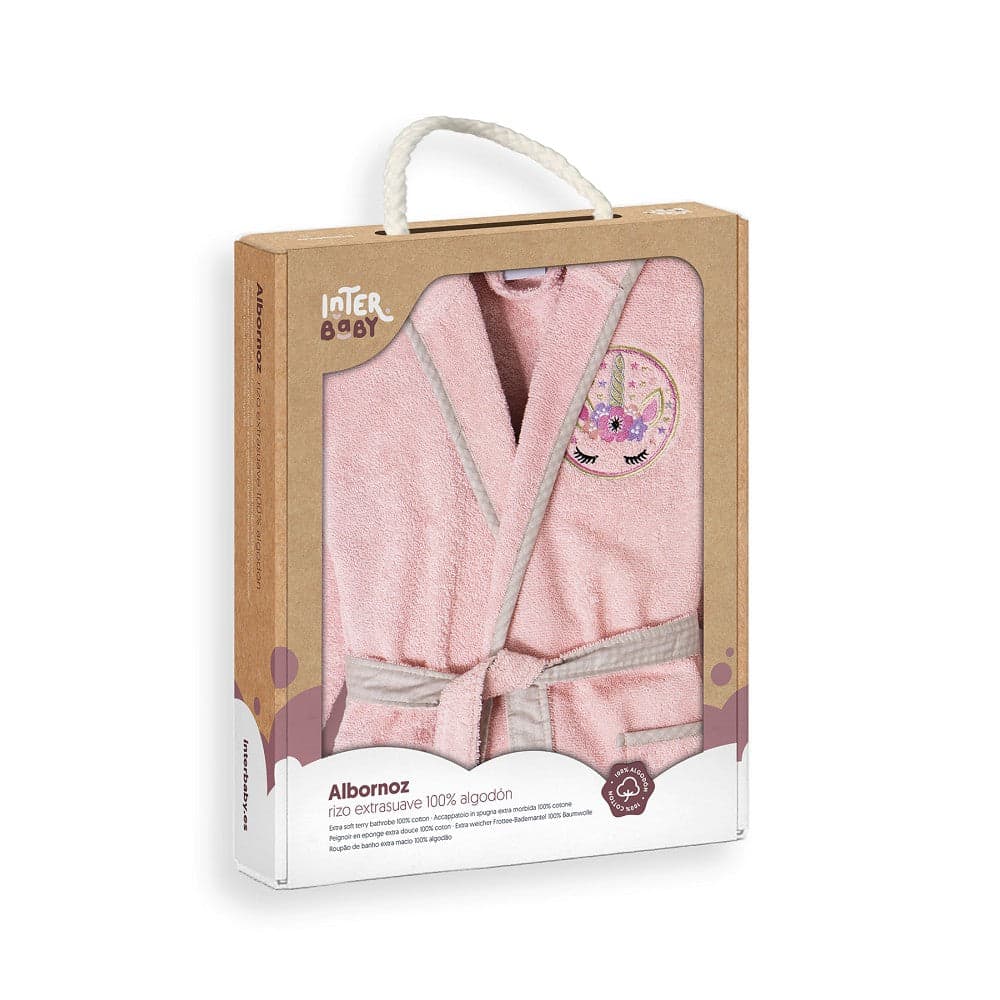 Roupão De Banho 100% Terry Algodão Em Caixa T 10 12 Rosa Interbaby