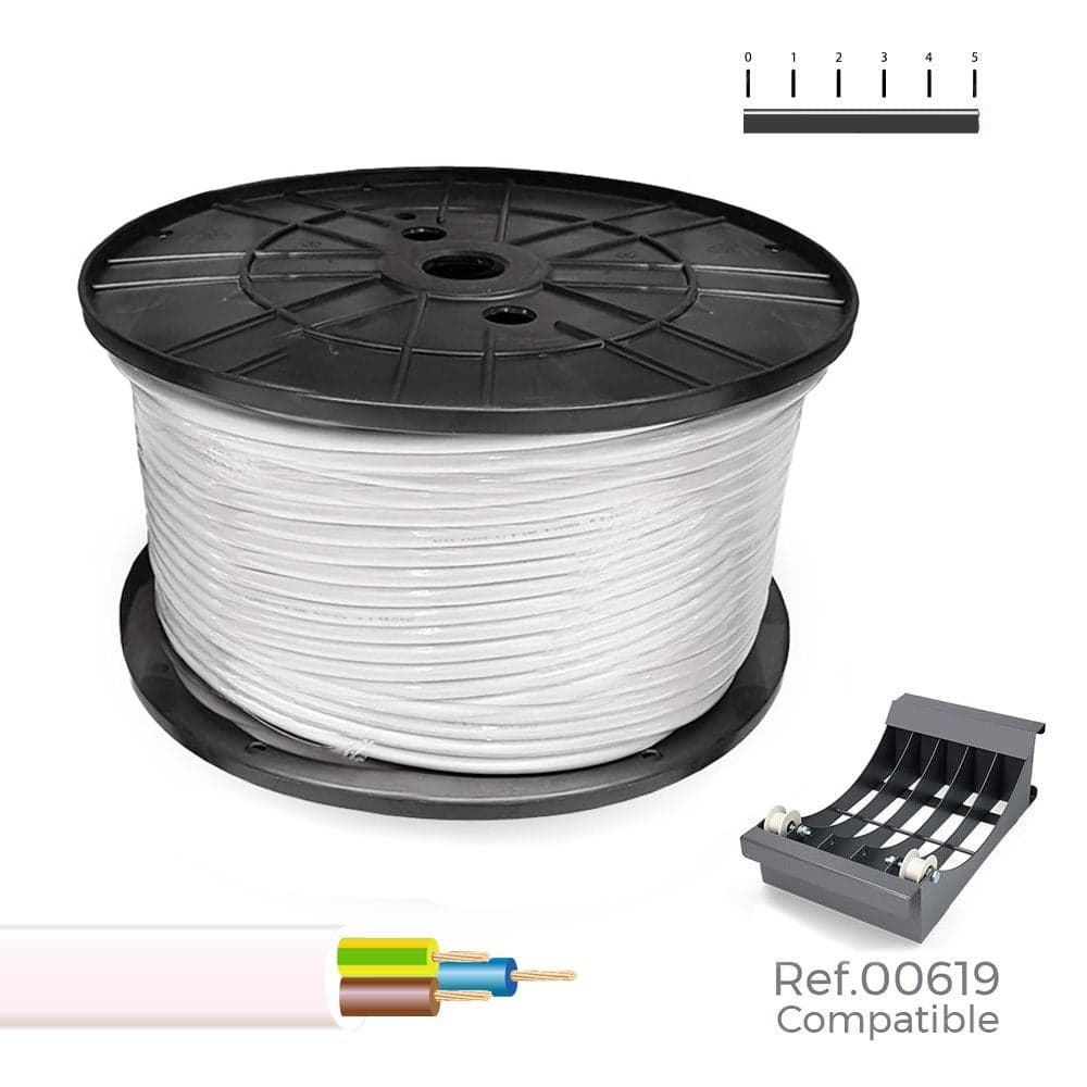 ROLO DE CABO REDONDO 3X1,5MM BRANCO 250M (BOBINE GRANDE Ø400X200M