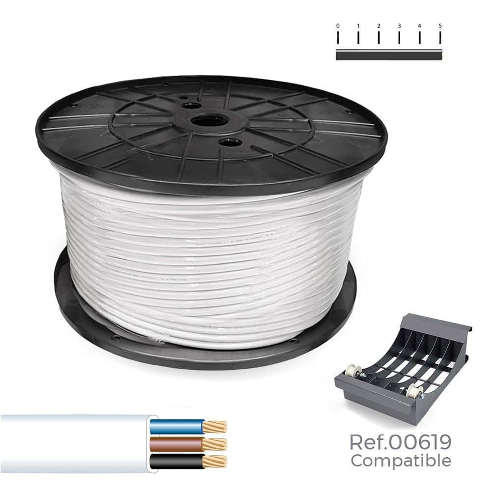 ROLO DE CABO PLANO BRANCA 3X1MM 300M (AUDIO) (BOBINE GRANDE Ø400X