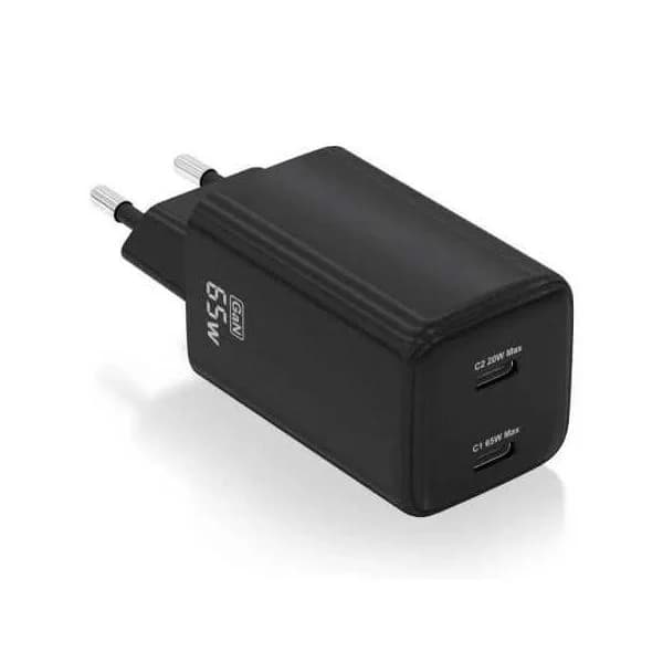 Aisens Carregador GaN 65W 2xUSB-C PD3.0 QC4.0 Black