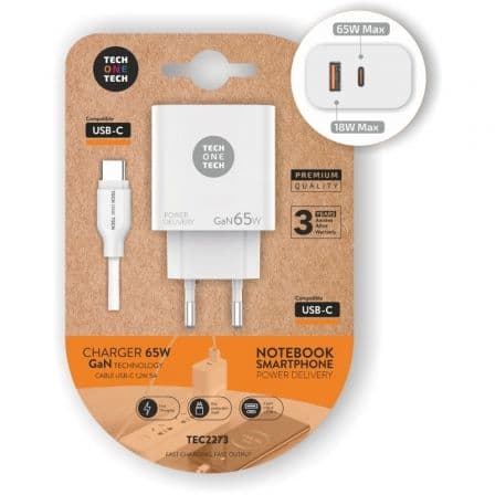 Tech One Tech Cargador de Pared Gan Pd TEC2273 1XUSB Tipo-c - 71CD0E86-B06