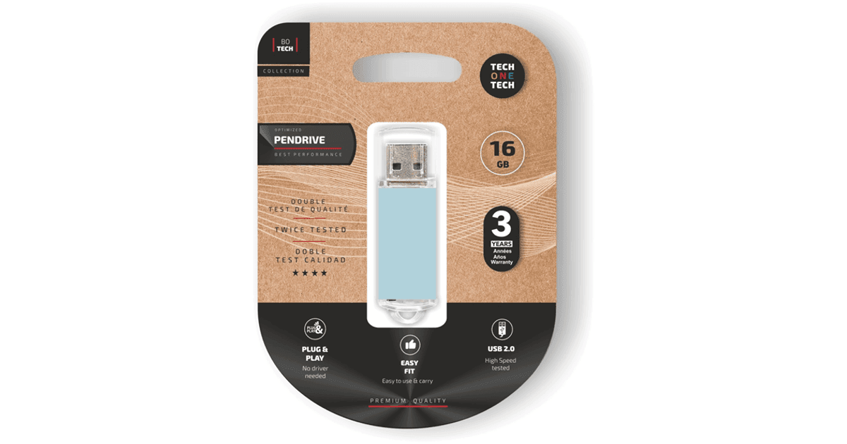 PENDRIVE 16GB TECH ONE TECH BASIC USB 2.0 AZUL CIELO