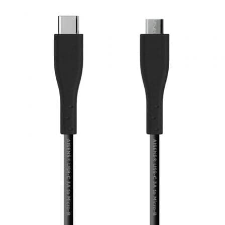 Cabo USB 2.0 AISENS A107-0349 / Tipo-C Macho - MicroUSB Macho / 1m / Preto
