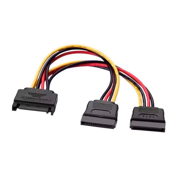 Cabo Alimentação AISENS A131-0353 / 2x SATA Hembra / Até 54W / 20cm / Preto