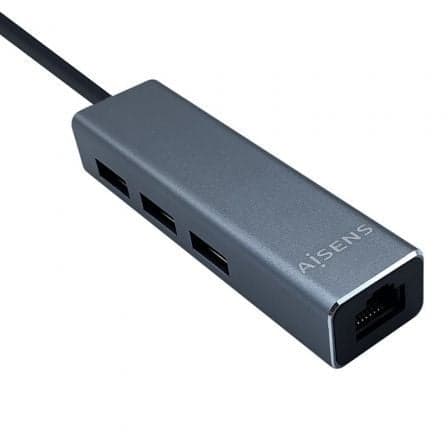 Aisens Hub USB C Com RJ45 15cm Cinzento