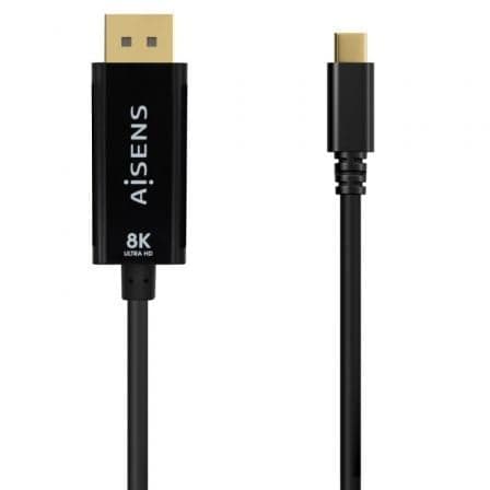 Aisens Cabo Conversor Vídeo USB Tipo-C Macho para DisplayPort Macho A109-0688 8K@60Hz 0.8m Preto