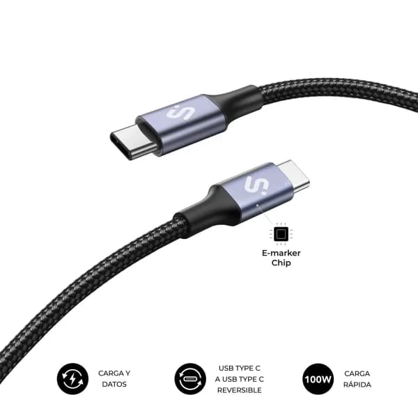 Subblim Plus Cabo USB 2.0 Tipo-C 100W 480Mbps 2m