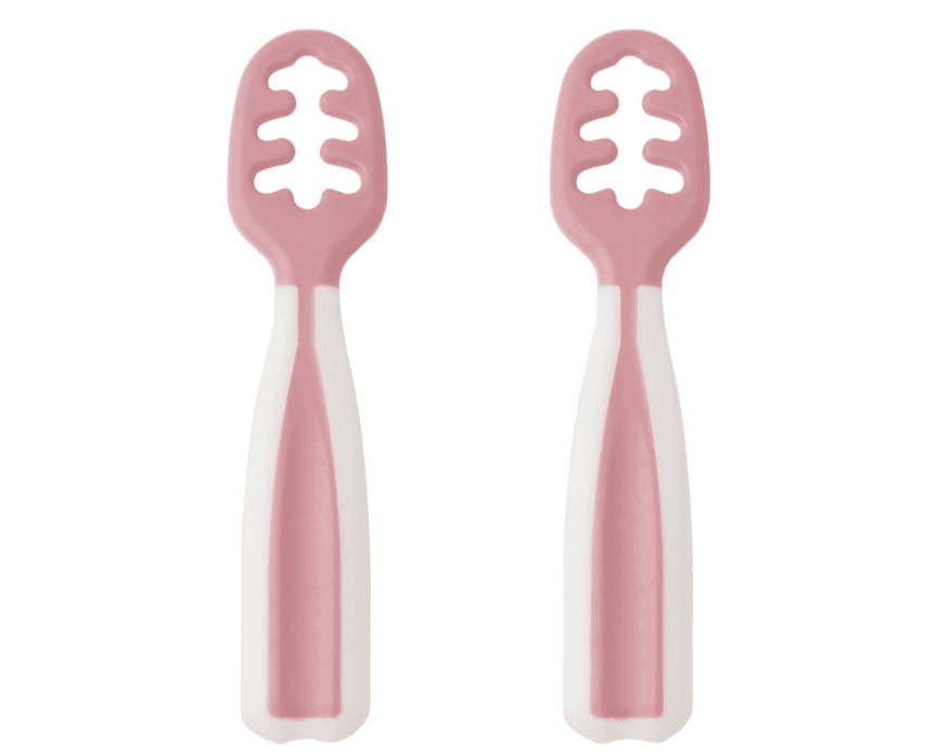 2 Pré-Colheres Kiokids Rosa e Branco