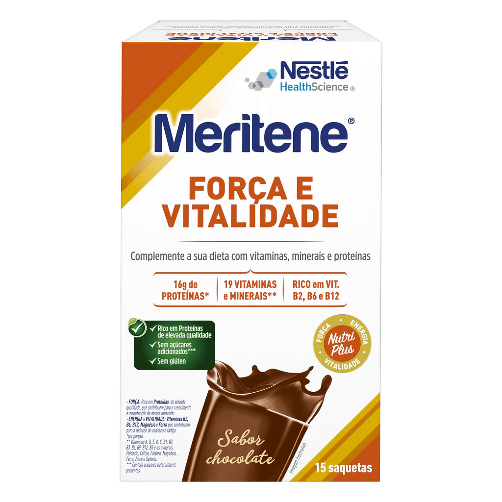 MERITENE FORÇA E VITALIDADE CHOCOLATE SAQUETAS X15 | WOWFARMA