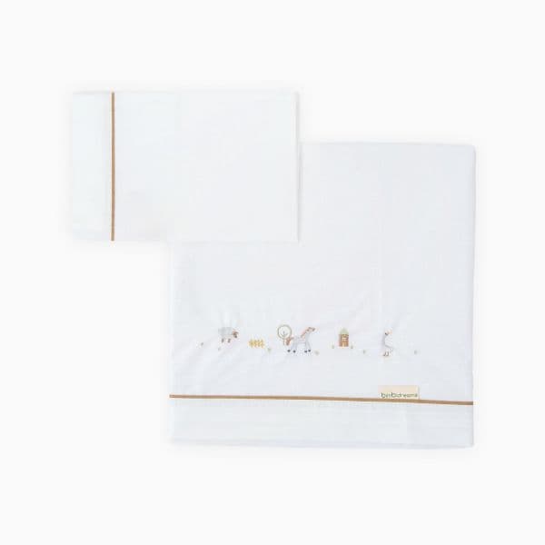 Pirulos Lençóis Algodão Farm Branco/lino 80x50