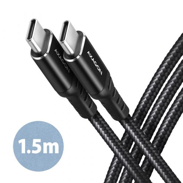 AXAGON Cabo USB-C USB-C 2.0, 1.5m, PD 60W, 3A, ALU, braid - BUCM-CM15AB