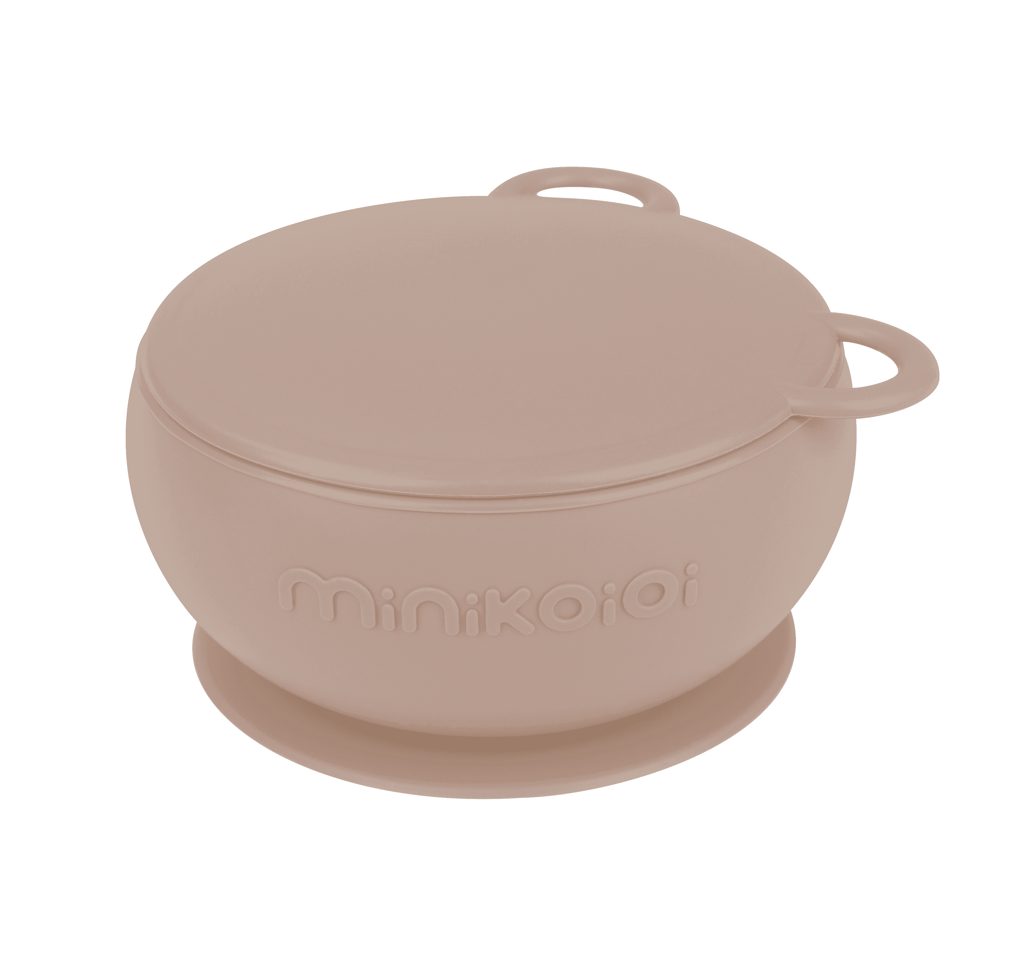 Taça em Silicone com Ventosa e Tampa Minikoioi Bubble Bege