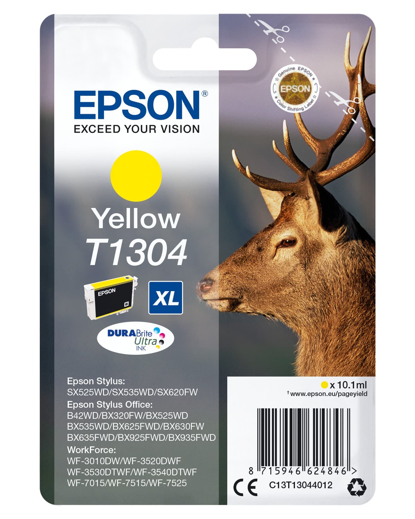 Tinteiro EPSON T1304 Amarelo XL Stylus B42,BX320/5x5/625/630/9x5,SX5x5/620 &amp; WF-3010/3520/3540/7x15