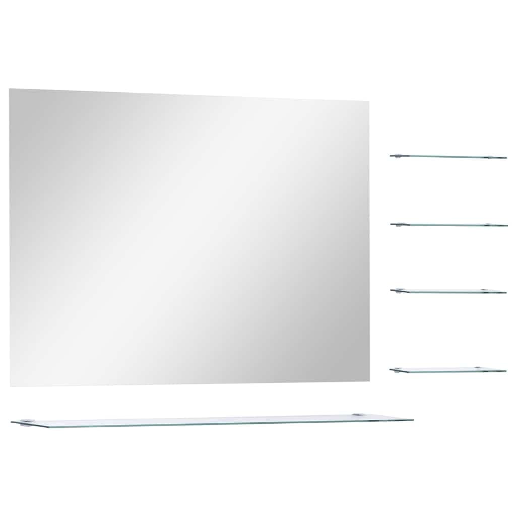vidaXL Espelho de parede com 5 prateleiras 80x60 cm prateado