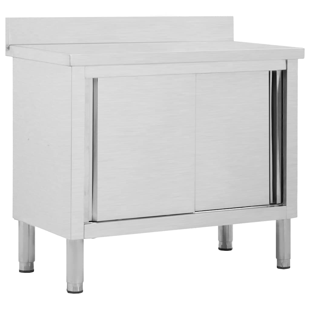 Mesa de Trabalho C/ Portas de Correr 100x50x95cm Inox - 51050