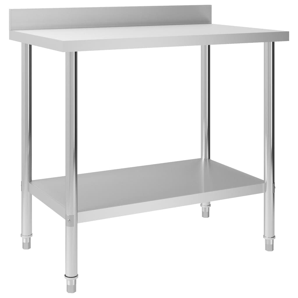 vidaXL Mesa cozinha rebordo antissalpicos 100x60x93 cm aço inoxidável