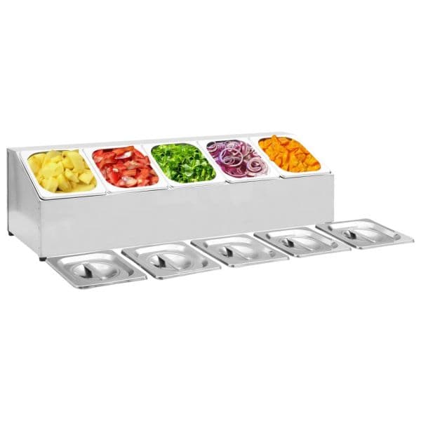 Suporte Gastronorm C/ 5 Recipientes Gn 1/6 Aço Inoxidável - 51222