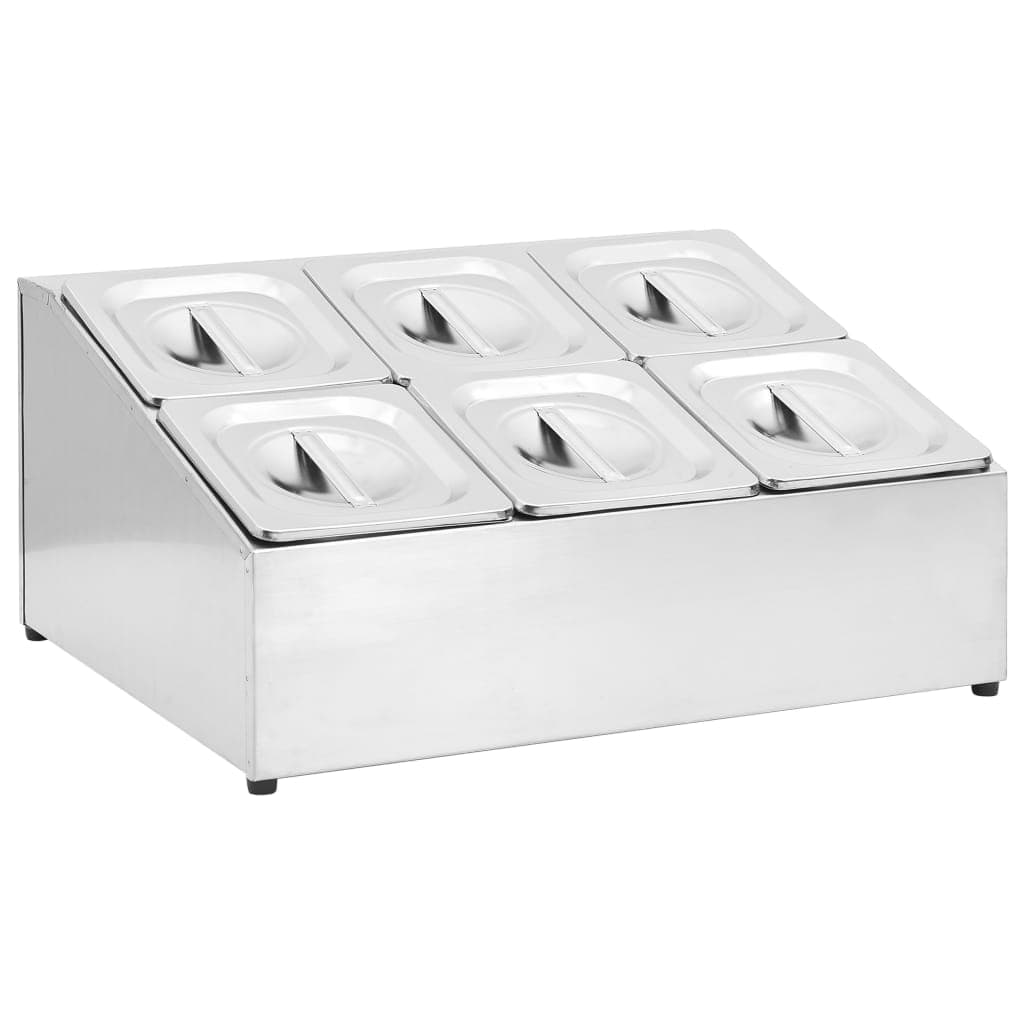 Suporte Gastronorm C/ 6 Recipientes Gn 1/6 Aço Inoxidável - 51224