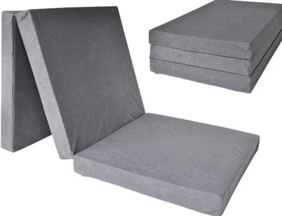 Colchão dobrável 195x80x10 cm cinzento