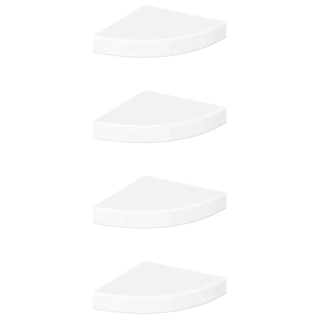 Prateleiras Canto Suspensas 4 Peças 25x25x3,8cm MDF Branco Brilh. - 323888