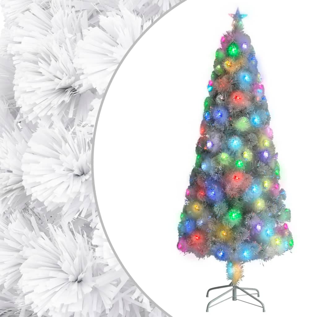 vidaXL Árvore Natal artificial pré-iluminada 210 cm fibra ótica branco