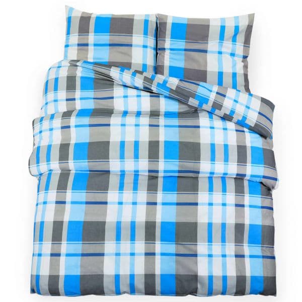 vidaXL Conjunto de Capa de Edredão 135x200 cm Algodão Azul e Cinza - 3140339748