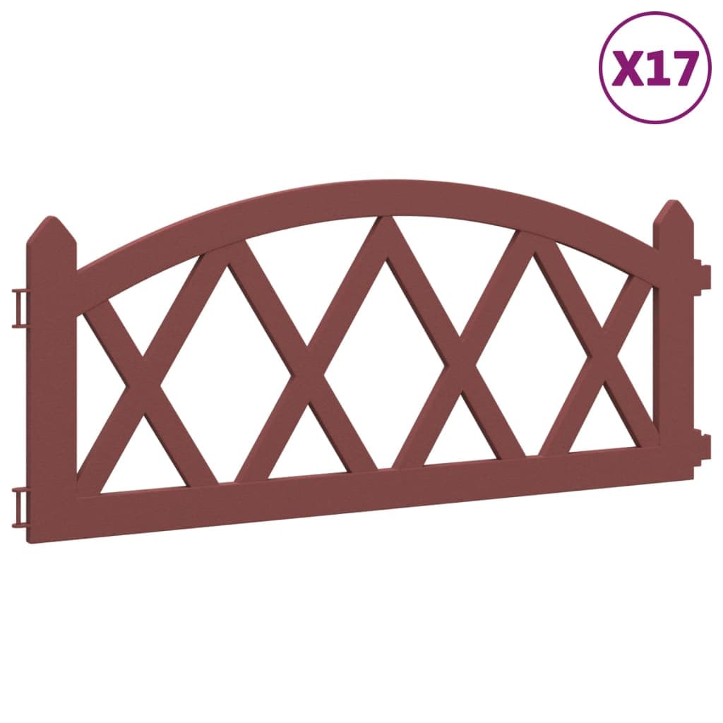 vidaXL Bordas de relvado 17 pcs 10 m PP vermelho