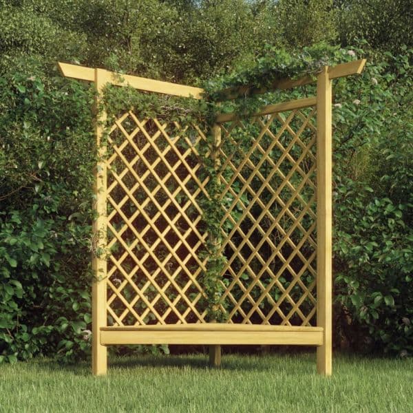 Pérgola de Canto com Banco 166x81x174 cm Pinho Impregnado - 318418
