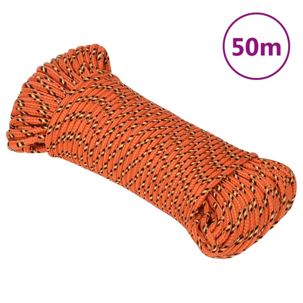 vidaXL Corda de barco 5 mm 50 m polipropileno laranja