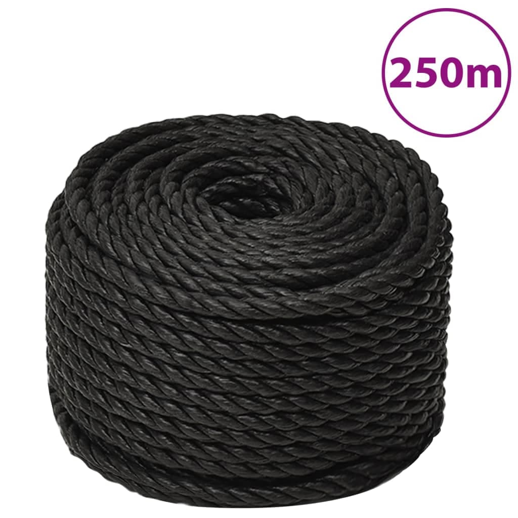 vidaXL Corda de trabalho 12 mm 250 m polipropileno preto