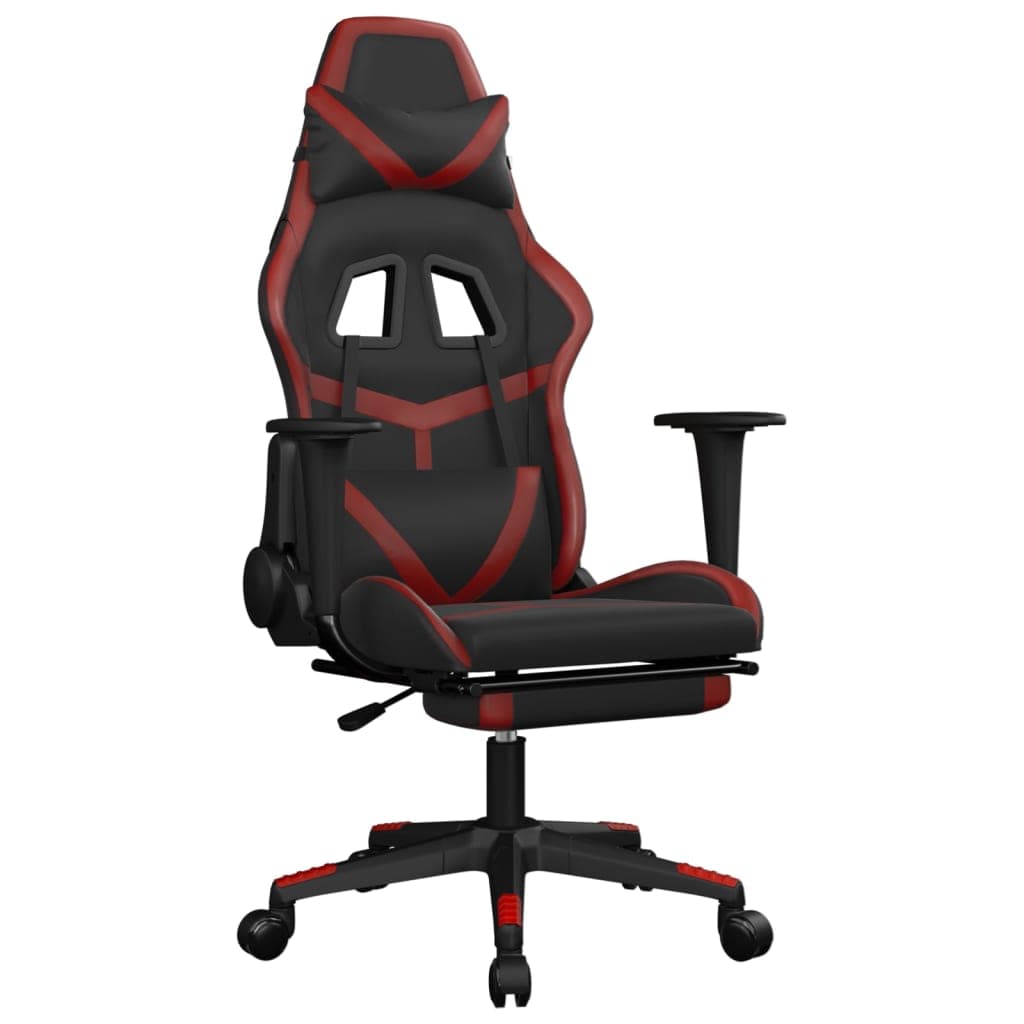 Cadeira Gaming Cadeira Gaming Massagem + Apoio Couro Art. Preto/vermelho Tinto