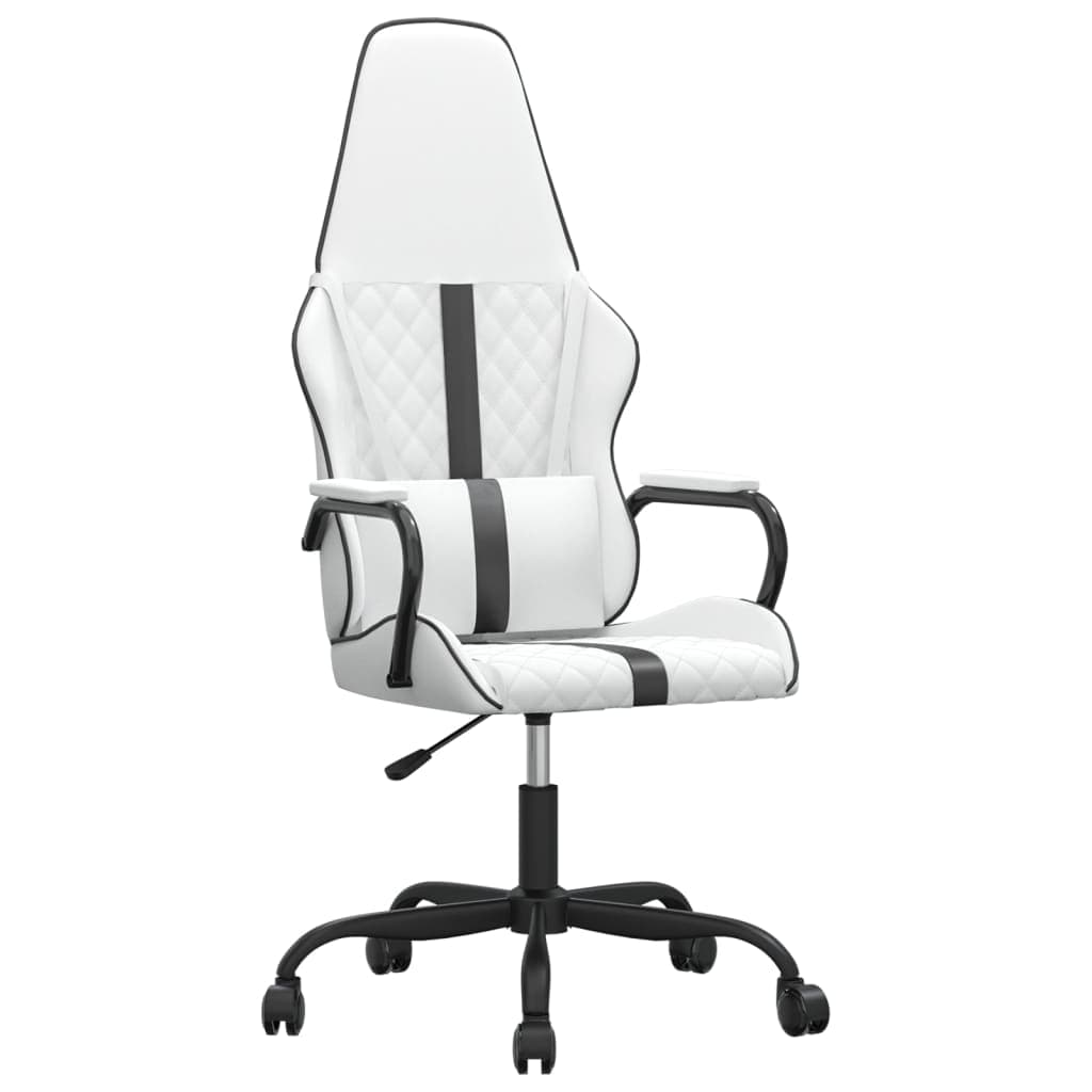 vidaXL Cadeira gaming massagens couro artificial preto e branco