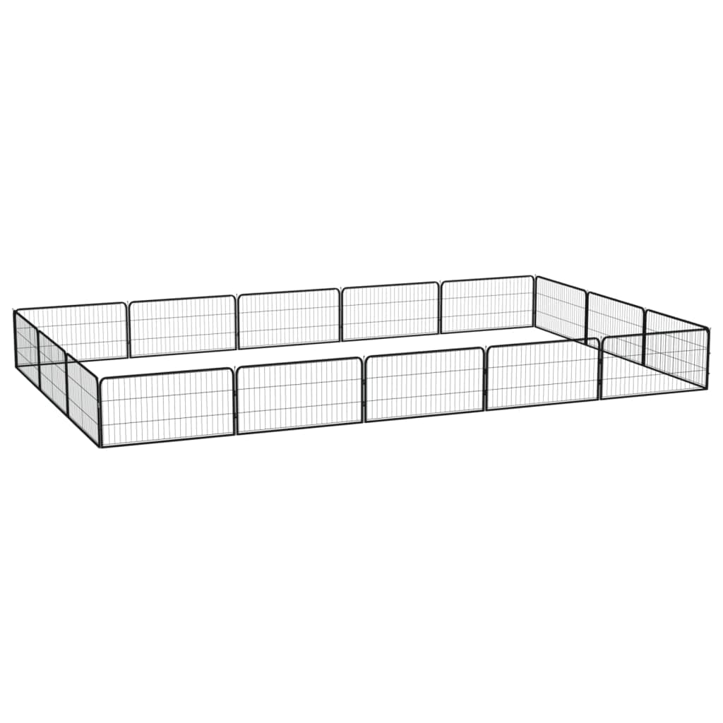 vidaXL Parque p/ cães c/ 16 painéis 100x50 cm aço revestido a pó preto